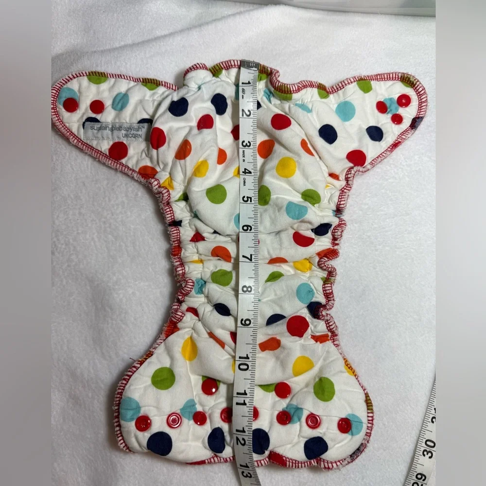 Sloomb bamboo fleece diaper with Multicolor Snaps, size Medium